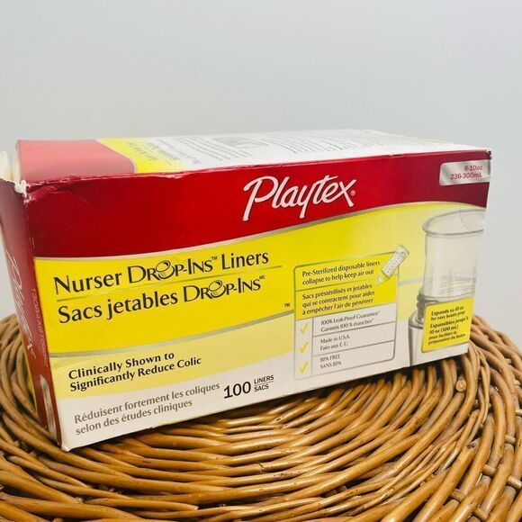 Playtex Nurser Drop-Ins Bottle 8-10 oz 100 Liners Open Box HTF Baby Drink - Picture 2 of 8